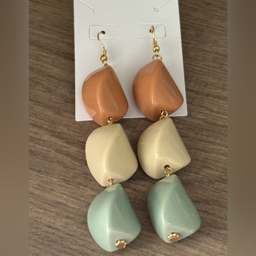 Boho Stylish Three-Tier Multicolor Drop Earrings NEW